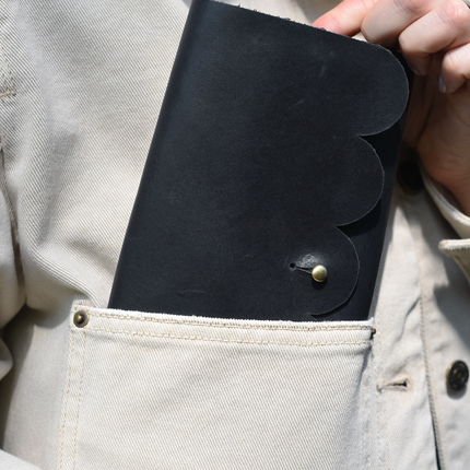 Scalloped Fold Over Leather Wallet