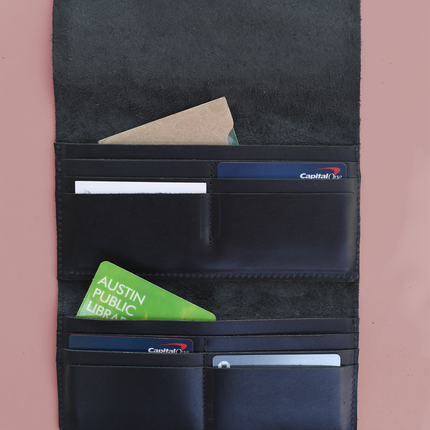 Scalloped Fold Over Leather Wallet