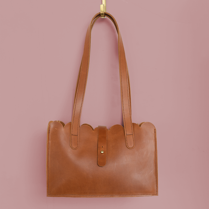 Scalloped Convertible Midsized Handbag