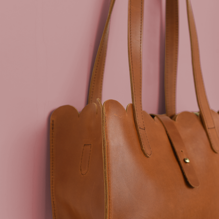 Scalloped Convertible Midsized Handbag