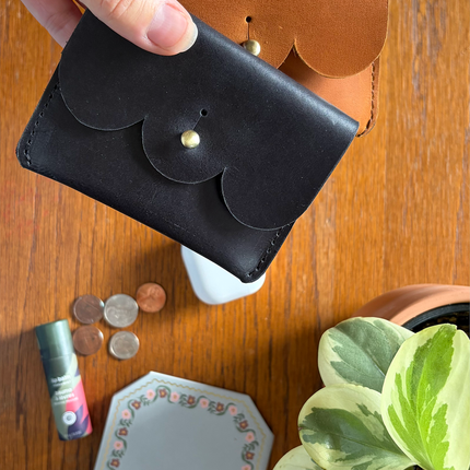 Scalloped Leather Card Carrier