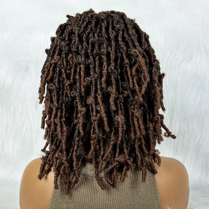 16" Short Knotless Butterfly Locs Wig | Synthetic Lace Front