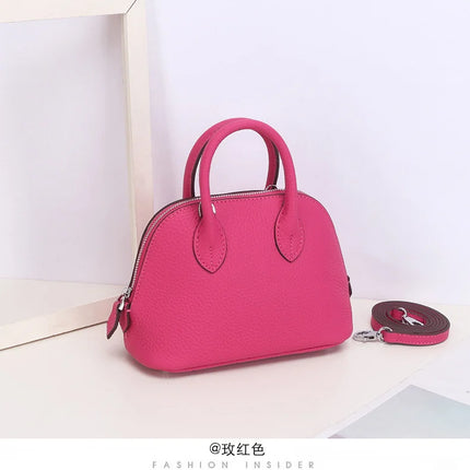 Shell Bag Women's Messenger Bag | Cow Leather Simple Shoulder Bag & Fashion Ladies Classic Handbag (Small Mobile Phone Crossbody Bag)