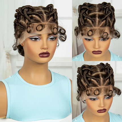 Ginger Orange Bantu Knotless Braids Wig | Full Lace | Baby Hair
