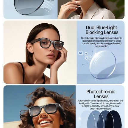 GUHUAVMI New 800W Camera AI Smart Glasses Color-Changing Translation Glasses Photo Video Recording Waterproof