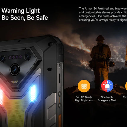 Ulefone Armor 34 Pro 5G AI Rugged Phone 25500mAh Up to 32GB+512GB Built-in Projector 120Hz 6.95" NFC Smartphone