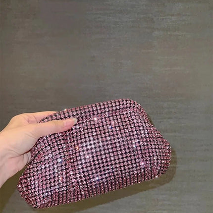 Luxury Glitter Cloud Bag Women's Handbag | Crystal Shiny Rhinestones Diamond Evening Bag (Wedding Party Clutch Purse Shoulder Bag)