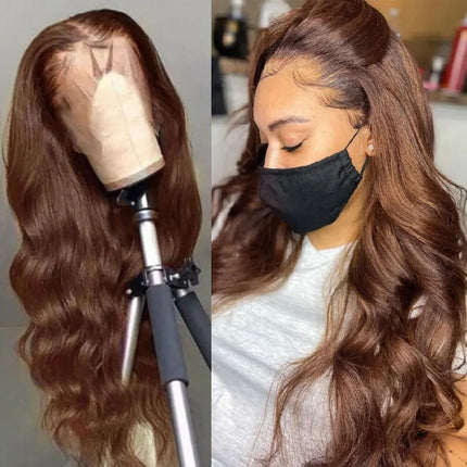 Short Bob Wig | Glueless 13x4 Lace Front Wig | Chocolate Brown Body Wave | Brazilian Remy Human Hair | Ready to Wear