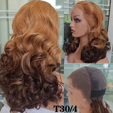 100% Human Hair | Highlight | Ombre | Double Drawn | Brazilian | Remy | Bouncy Body Wave | Full Fumi | Bouncy Weave | Wavy Hair Lace Wigs