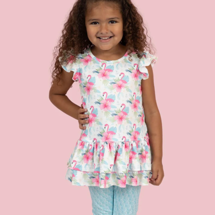 Pink Plumes & Blooms Capri Set