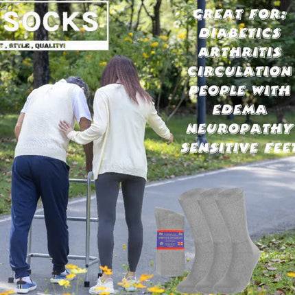 PBG 6 Pairs Physician-Approved Diabetic Compression Non Binding Socks for Men & Women, Multi-Color, 3 Sizes