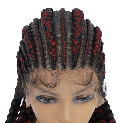 36" Jumbo Knotless Box Braids Wig | Incoo Full Lace Cornrow Wig | Transparent Lace | African Braided Hair