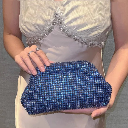Luxury Glitter Cloud Bag Women's Handbag | Crystal Shiny Rhinestones Diamond Evening Bag (Wedding Party Clutch Purse Shoulder Bag)