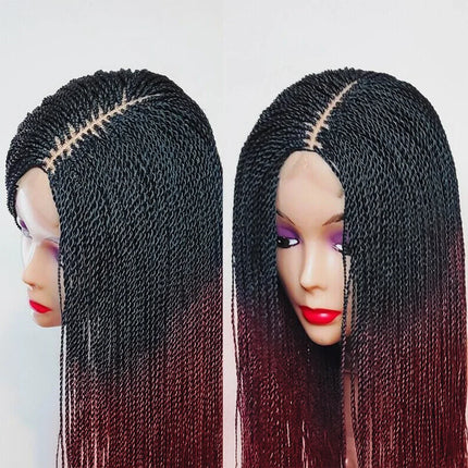 Senegalese Micro Twist Braided Wig | Bob Length | Light Passion Twist | Lace Front Wig | Black Women