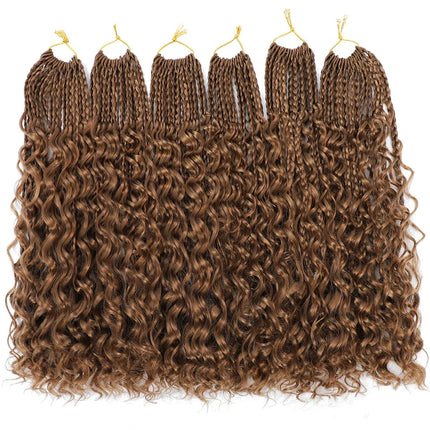 Ombre Goddess Box Braids Crochet Hair with Curly Ends | 14 Inch | 1-6 Packs