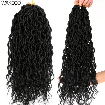 Goddess Faux Locs Crochet Hair | 18" Soft Curly Braids | Ombre Dreadlocks Extensions | 24 Strands/Pack