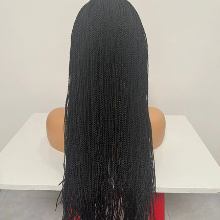 28" Micro Twist Braiding Lace Wig | Senegalese Twist Style | Transparent Lace Front Wig | Kanekalon Hair