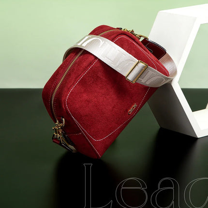Women's Crossbody Bag Autumn/Winter Collection | Anti-Velvet Wine Red Shoulder Bag (Square Tote Christmas Gift)