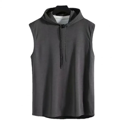 Silk Summer Muscle Hoodie Vest Sleeveless Bodybuilding Gym Workout Fitness Shirt
