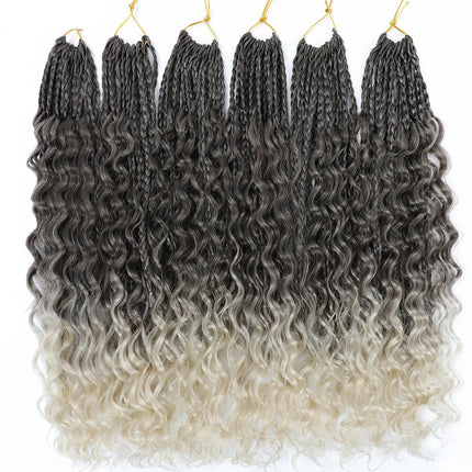Ombre Goddess Box Braids Crochet Hair with Curly Ends | 14 Inch | 1-6 Packs