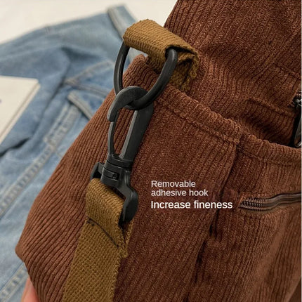 Female Large Capacity Corduroy Tote Bag | New Korean Style Fashion Women's Shoulder Crossbody Bag (Worker Commuter Handlebag)