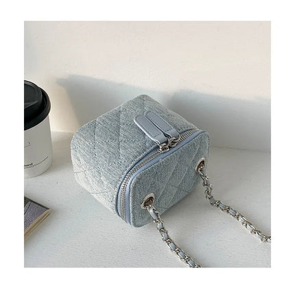 Mini Denim Crossbody Bags for Women | Lingge Chains Shoulder Bag & Fashion Brands Box Bag (Lipstick Coins Purses & Handbags)