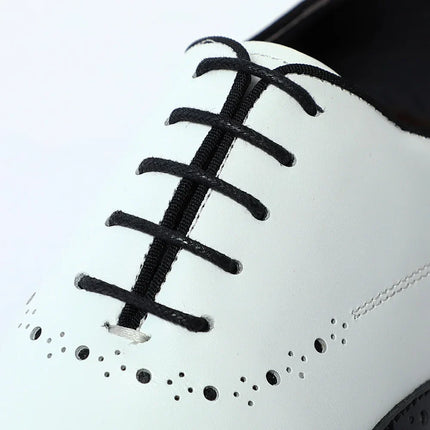 Elegant Men's White & Black Wingtip Brogue Oxfords | Genuine Leather Wedding, Party & Social Dress Shoes