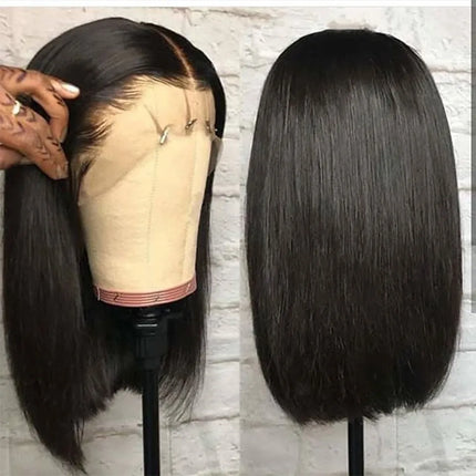 Glueless 13x4 Straight Lace Front Bob Wig Pre-Plucked 4x4 Closure Brazilian Remy Human Hair Bone Straight Short Bob