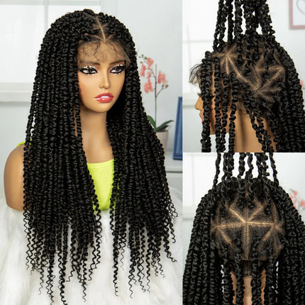 Burgundy Knotless Twist Dreadlocks Lace Front Wig | Crochet Braids | Full Lace | Black Women