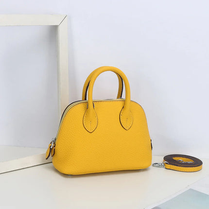 Shell Bag Women's Messenger Bag | Cow Leather Simple Shoulder Bag & Fashion Ladies Classic Handbag (Small Mobile Phone Crossbody Bag)
