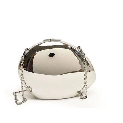 Designer Acrylic Shell Shape Clutch Bag | Gold Silver Women's Evening Party Bag & Cute Shiny Metal Shoulder Crossbody Bags (Small Purse)