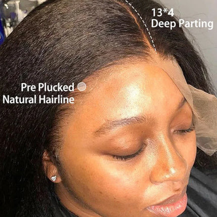 13x4 HD Lace Front Kinky Straight Wig | Long | Brazilian Virgin Hair | Pre-Plucked | Natural Hairline