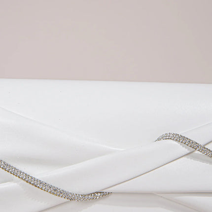 Hand Clutch Bag & Evening Clutch Bag for Women | Sparkling Crystal Rope Ruched Handbags & Glitter Envelope Purse for Party Girls