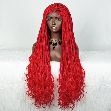 36" Water Wave Braided Wig | Lace Front | Baby Hair | Long Braids