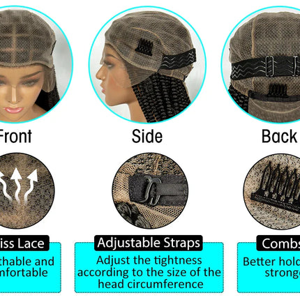 KIMA Short Box Braids Wig with Bantu Tips | Full Lace Crochet Twists