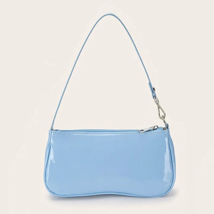 Retro Solid Color PU Leather Shoulder Bag | Fashionable Women's Casual Designer Hobo Underarm Handbag (Baguette Shape, All Seasons)