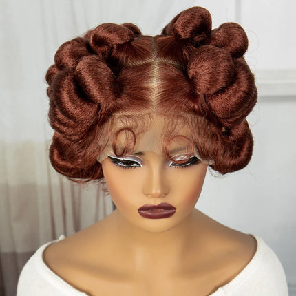 Ginger Full Lace Handmade Bantu & Dreadlock Braided Wig with Baby Hair | Synthetic Braided Wig for Black Women
