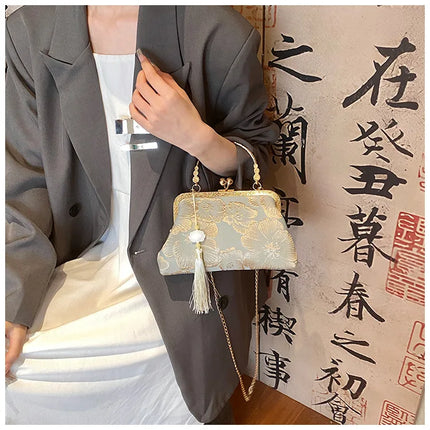 Chinese Style Embroidered Shoulder Bag | Elegant Handbag & Retro Small Square Bag (Wedding Party Luxury Designer Women's Evening Clutch)