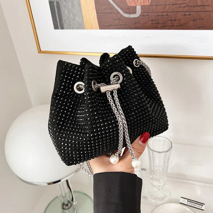 Luxury Women's Horseshoe Bucket Bag | New High Quality PU Leather One Shoulder Handbag (Exquisite Rivet & Chain Design)