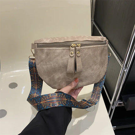 Stylish Hobo Solid Color Satchel | Luxury Designer Chest Bag & Women's PU Leather Waist Bags (Wide Strap Fashion Fanny Shoulder Pack)