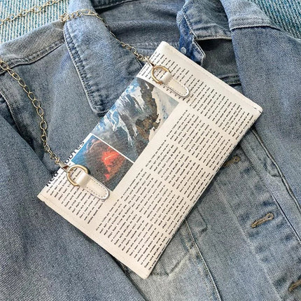 Women's Newspaper Messenger Bag | Shoulder Bag Personality Fashion Small Square Bag