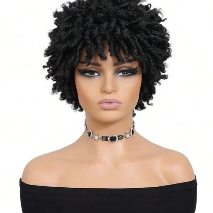 Short Afro Faux Dreads Wig | Heat Resistant Synthetic Braids | Unisex Wig for Black Women & Men