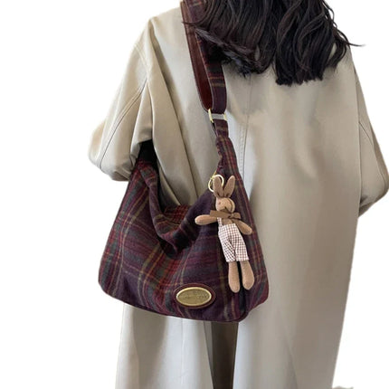 Trendy Plaid Crossbody Bag | Elegant & Practical Vintage Shoulder Handbag for Women (Soft Polyester for Everyday Use)