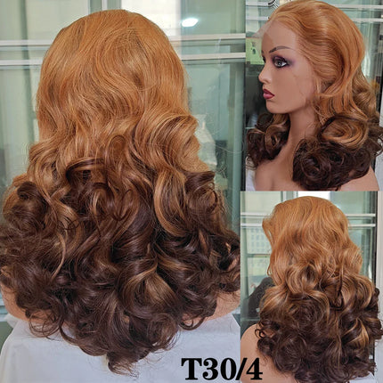 100% Human Hair | Highlight | Ombre | Double Drawn | Brazilian | Remy | Bouncy Body Wave | Full Fumi | Bouncy Weave | Wavy Hair Lace Wigs