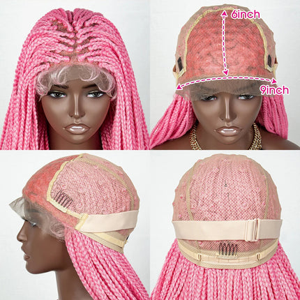 36" Water Wave Braided Wig | Lace Front | Baby Hair | Long Braids