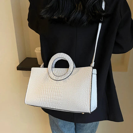 Luxury Crocodile Pattern Women's Handbag | Fashion Shoulder & Crossbody Bag (Famous Brand Designer PU Leather, Large Capacity)