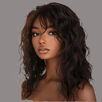 Honey Curly Bob Wigs Human Hair Side Part Pre-Plucked Big Fluffy Brown Mixed Blonde Glueless Bob Curly Wig with Fringe Bangs