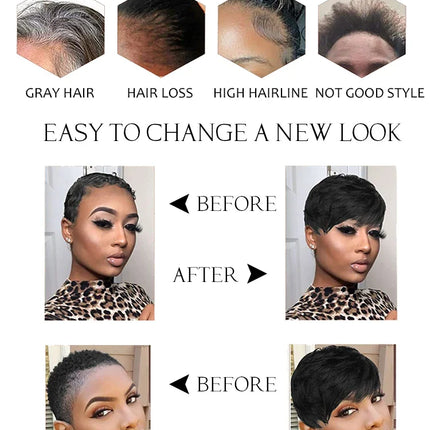 Short Pixie Cut Wig Human Hair | Machine Made Wig with Bangs | Brazilian Remy Hair | Pixie Wig for Black Women