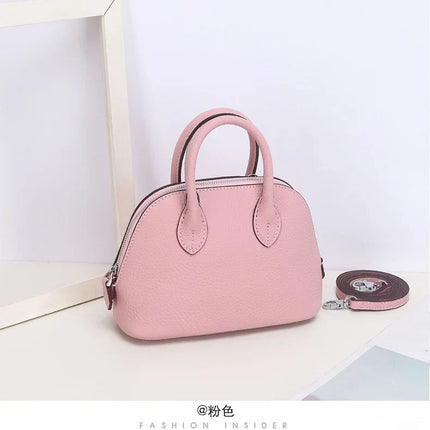 Shell Bag Women's Messenger Bag | Cow Leather Simple Shoulder Bag & Fashion Ladies Classic Handbag (Small Mobile Phone Crossbody Bag)