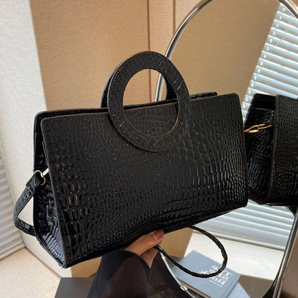 Luxury Crocodile Pattern Women's Handbag | Fashion Shoulder & Crossbody Bag (Famous Brand Designer PU Leather, Large Capacity)